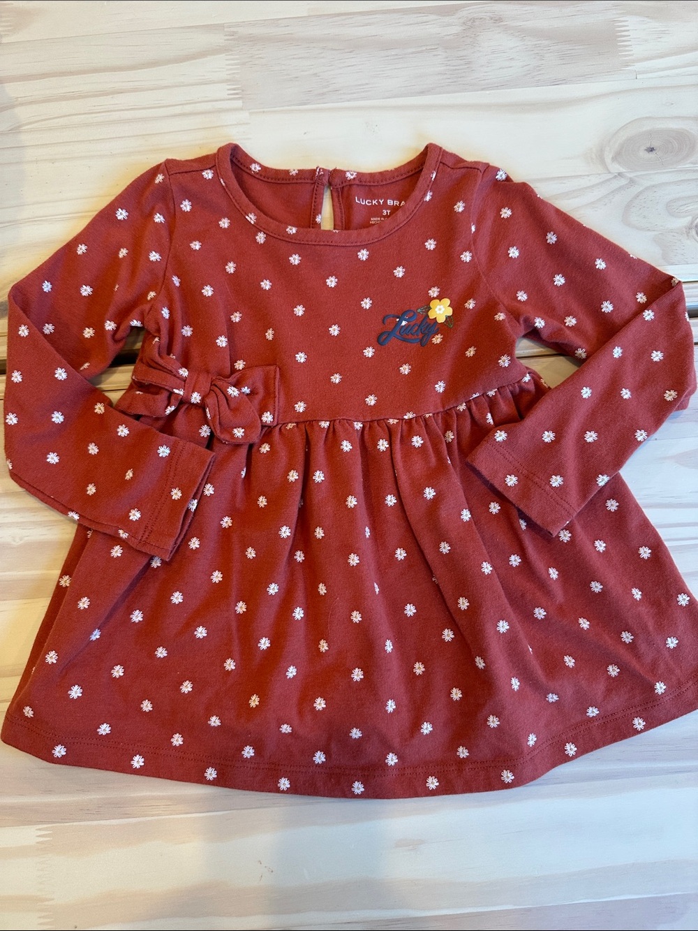 Lucky Brand Rust Red Long-Sleeve Floral Peplum Top